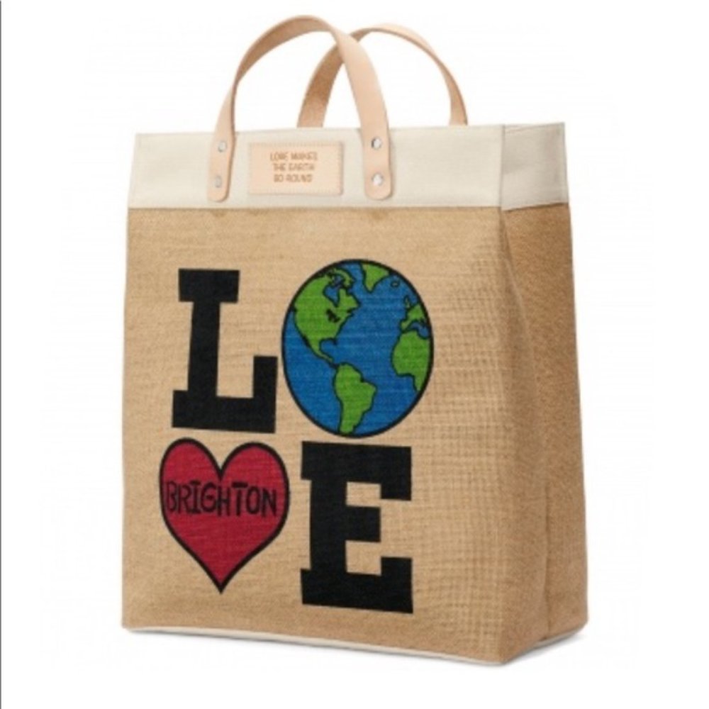 Brighton Love The Earth Jute Burlap Shopper Tote